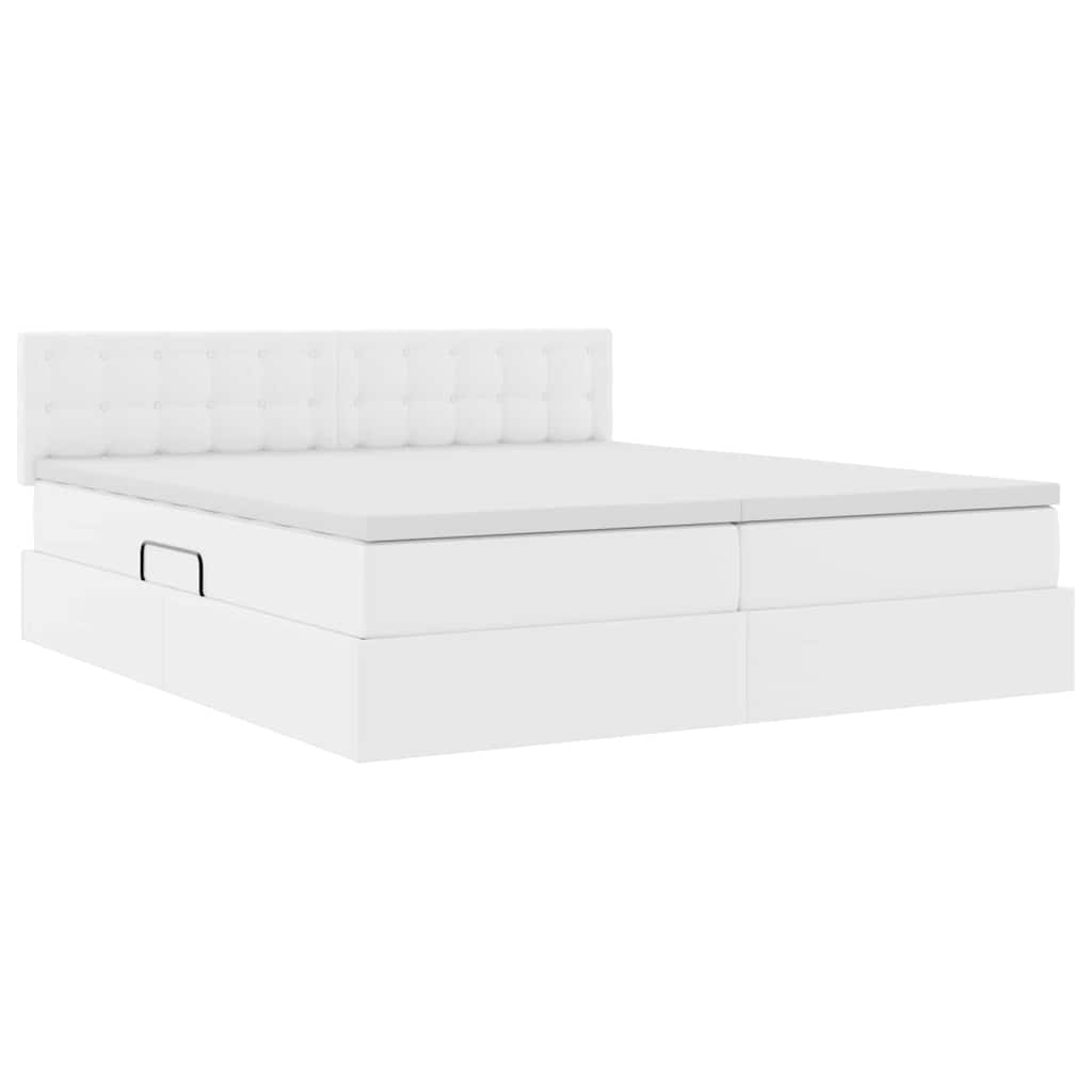 Krevet s od storage Čista bijela 200 x 200 cm Lažna koža