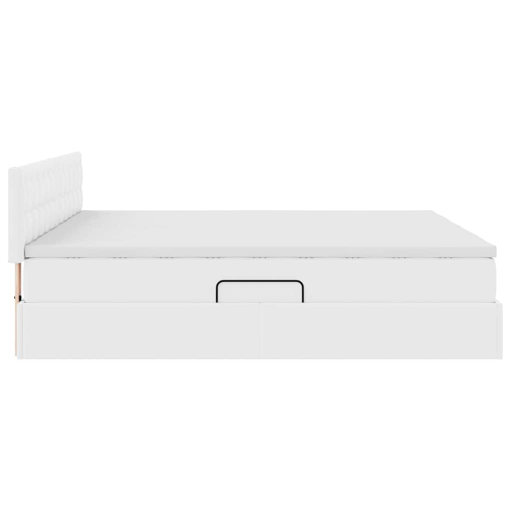 Krevet s od storage Čista bijela 200 x 200 cm Lažna koža