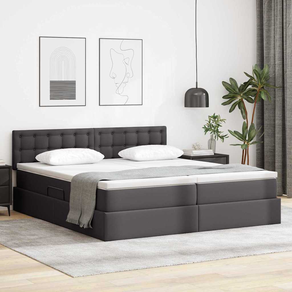 Krevet s od storage s madracem Siva 200 x 200 cm Lažna koža