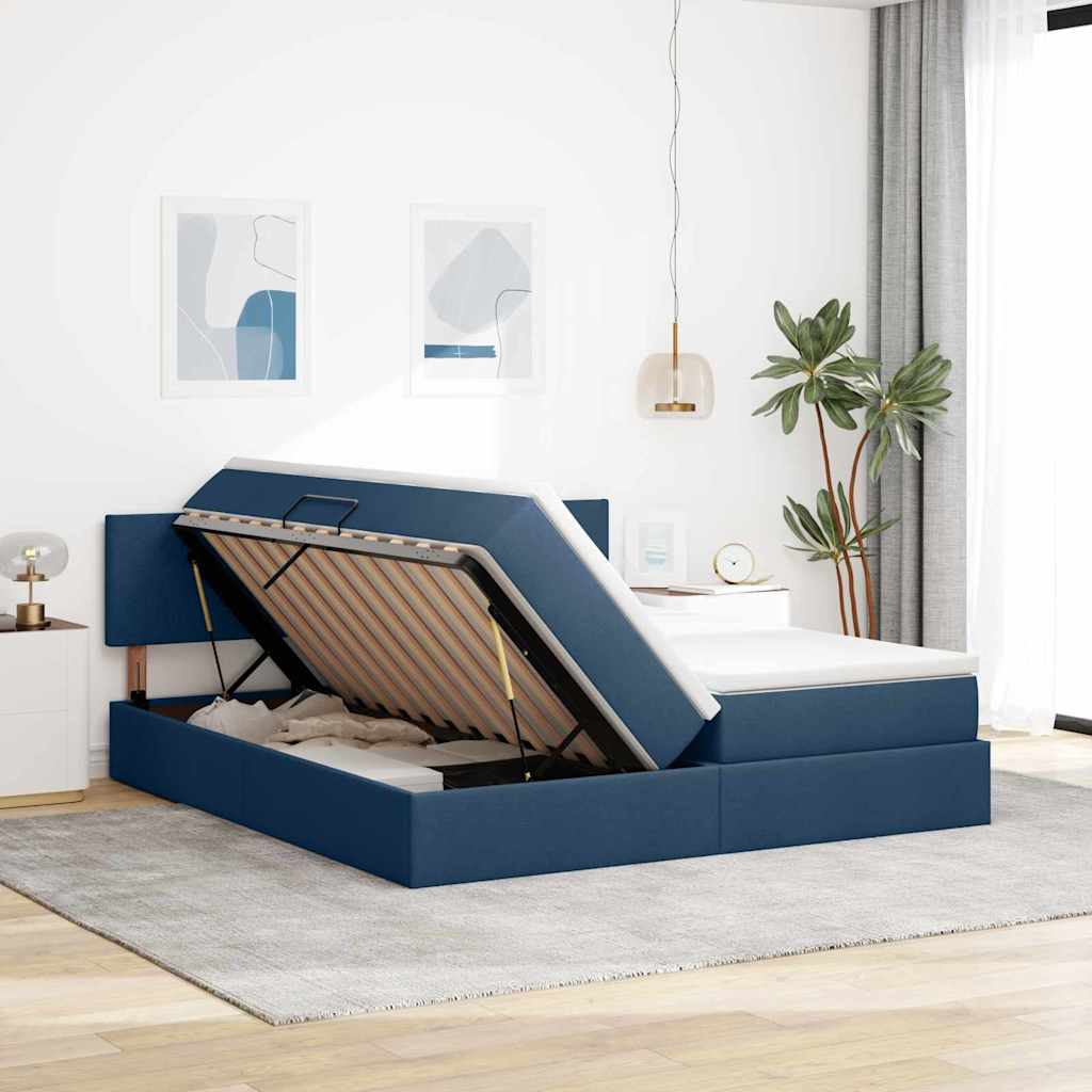 Krevet s od storage s madracem Plava 180 x 200 cm Lažna koža
