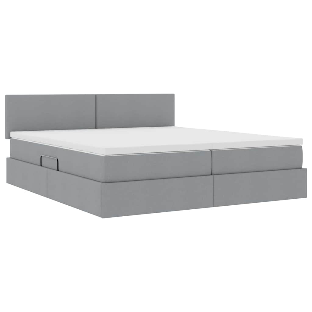 Krevet s od storage Svijetlo siva 200 x 200 cm Lažna koža