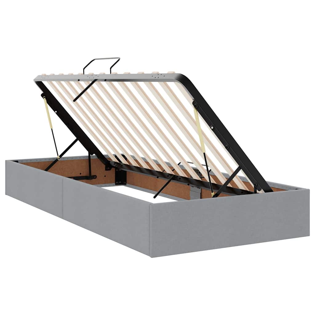 Krevet s od storage Svijetlo siva 200 x 200 cm Lažna koža