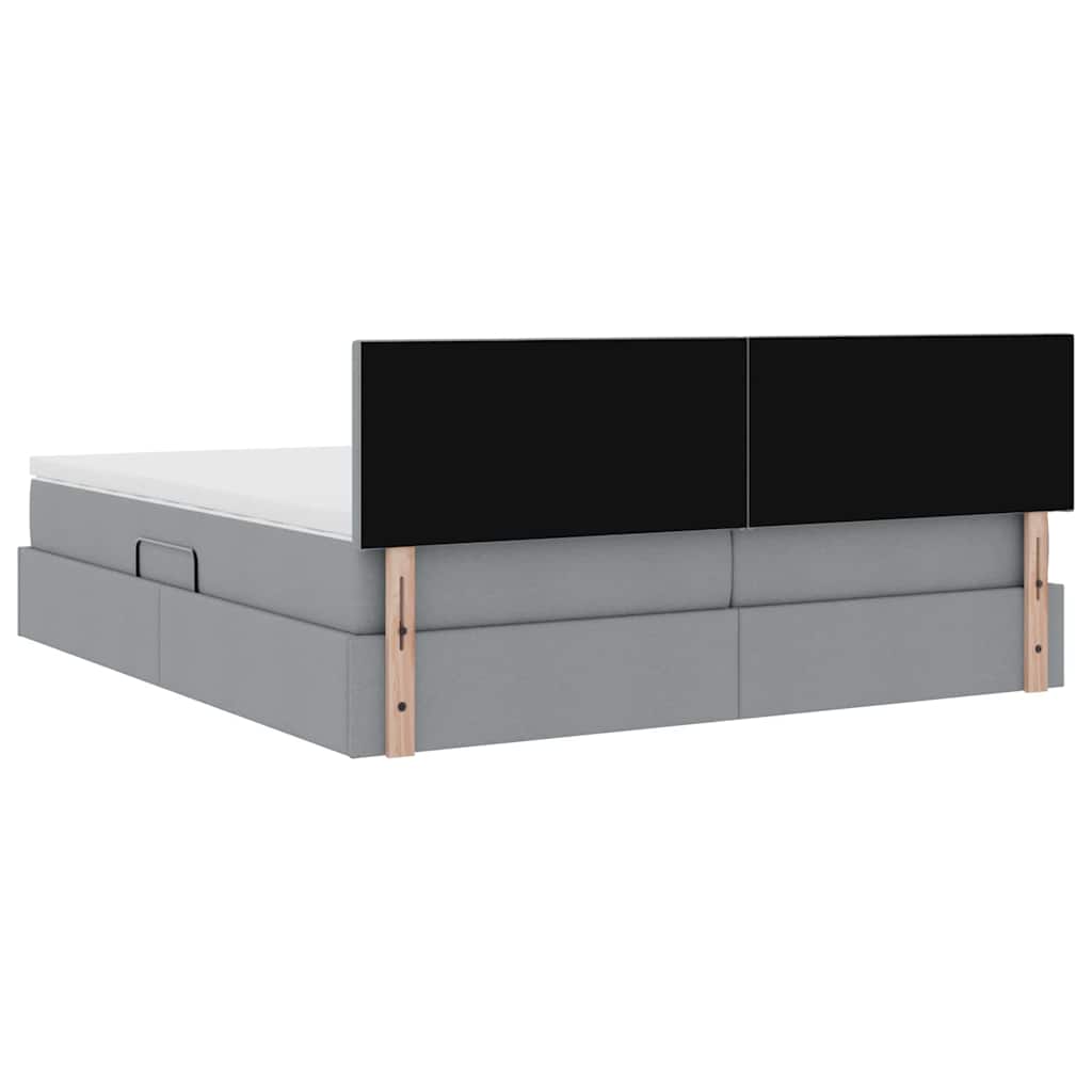 Krevet s od storage Svijetlo siva 200 x 200 cm Lažna koža