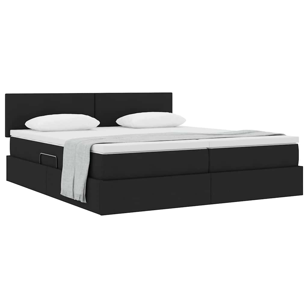 Krevet s od storage s madracem Crna 200 x 200 cm Lažna koža