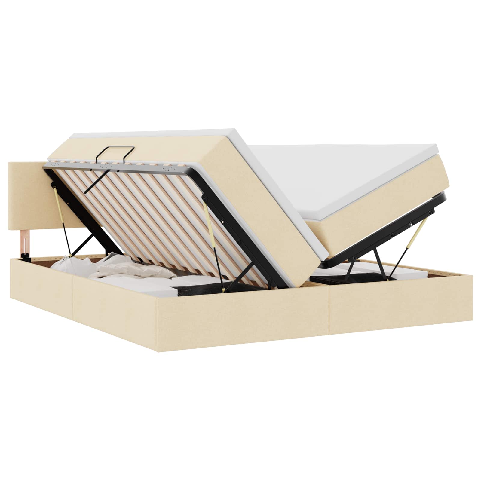 Krevet s od storage s madracem Krema 200 x 200 cm Lažna koža