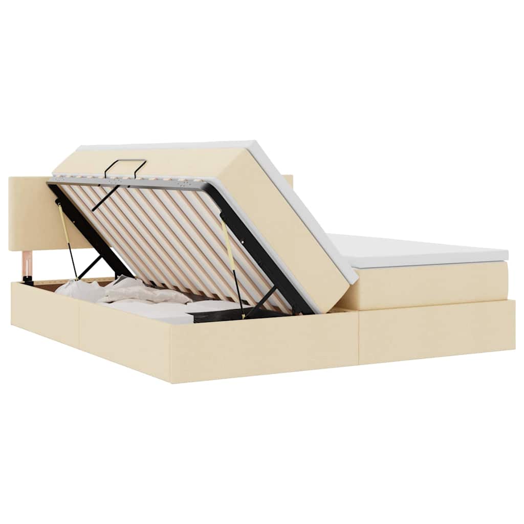 Krevet s od storage s madracem Krema 200 x 200 cm Lažna koža