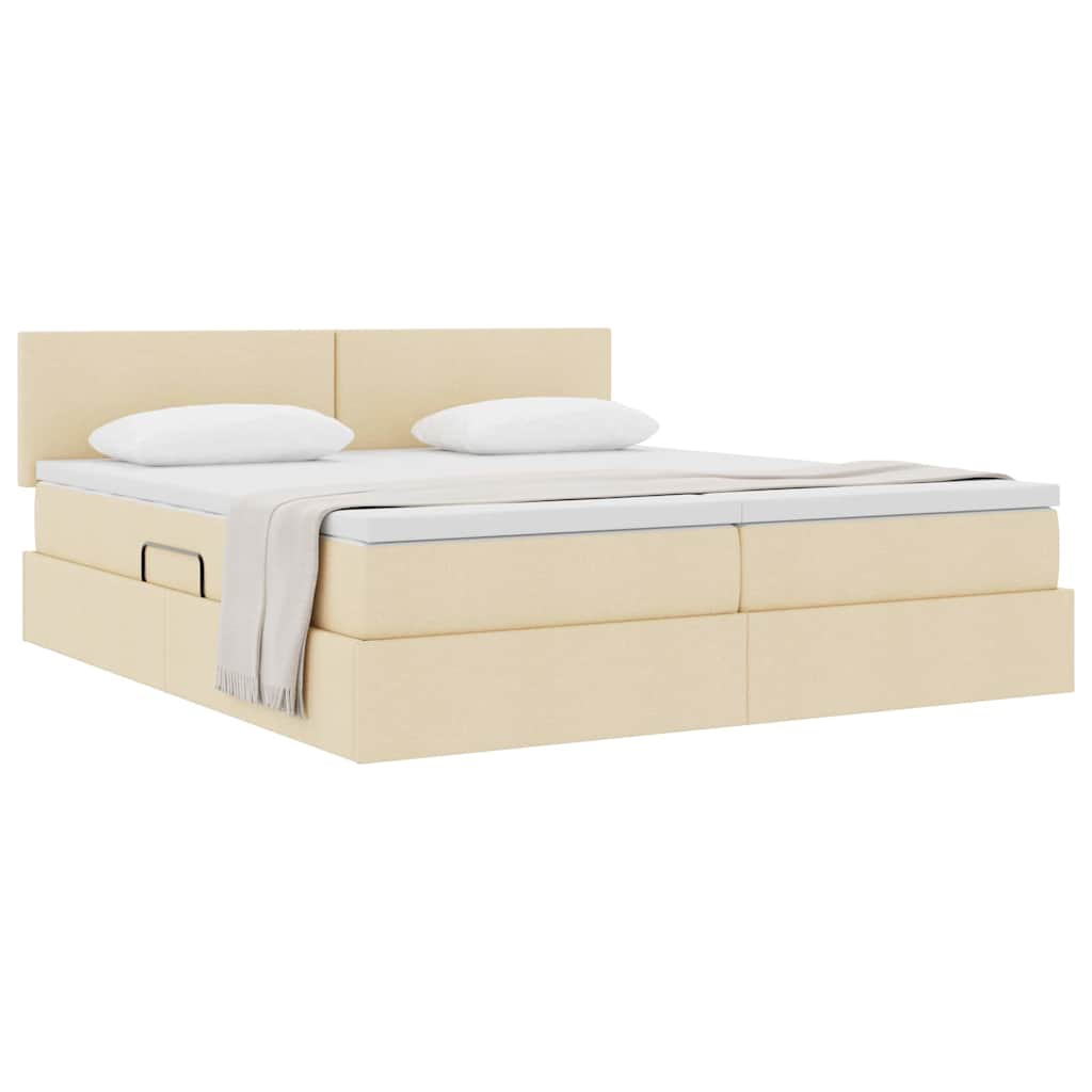 Krevet s od storage s madracem Krema 200 x 200 cm Lažna koža