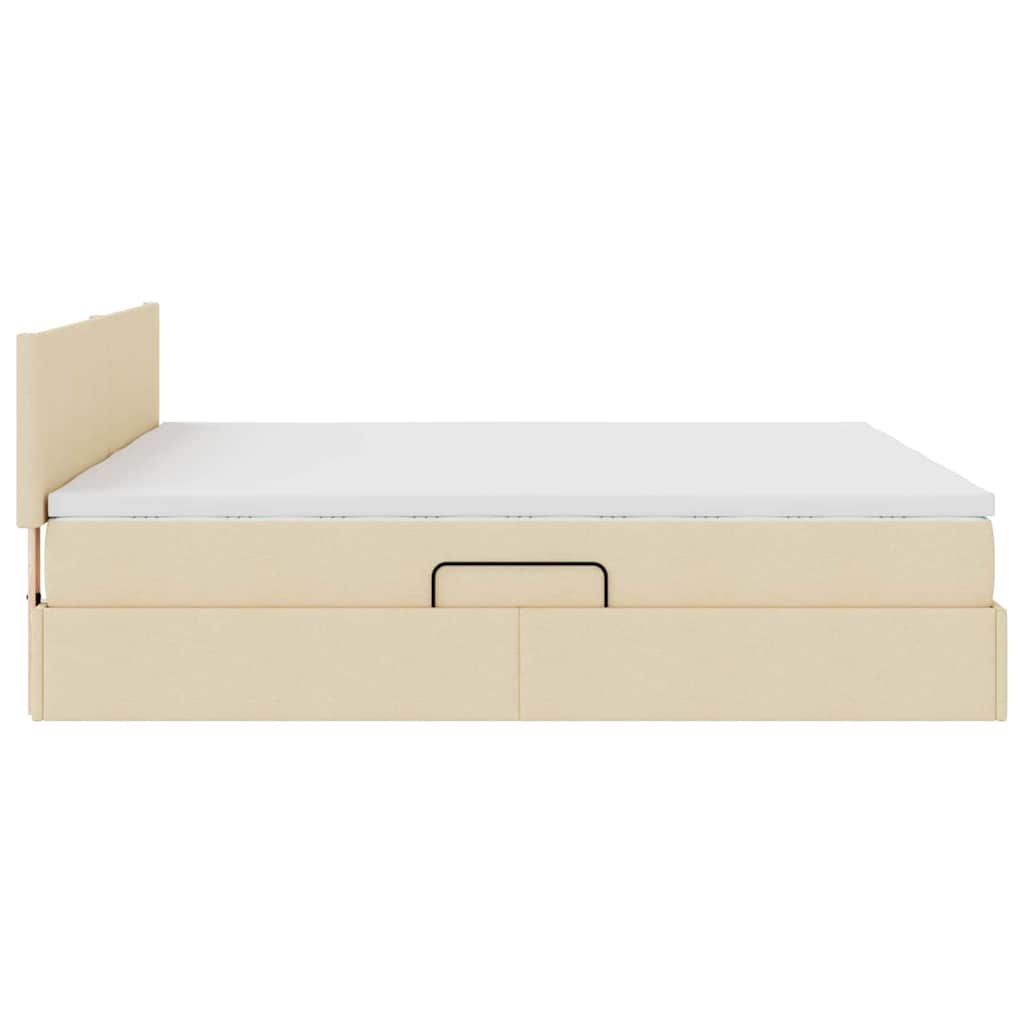 Krevet s od storage s madracem Krema 200 x 200 cm Lažna koža