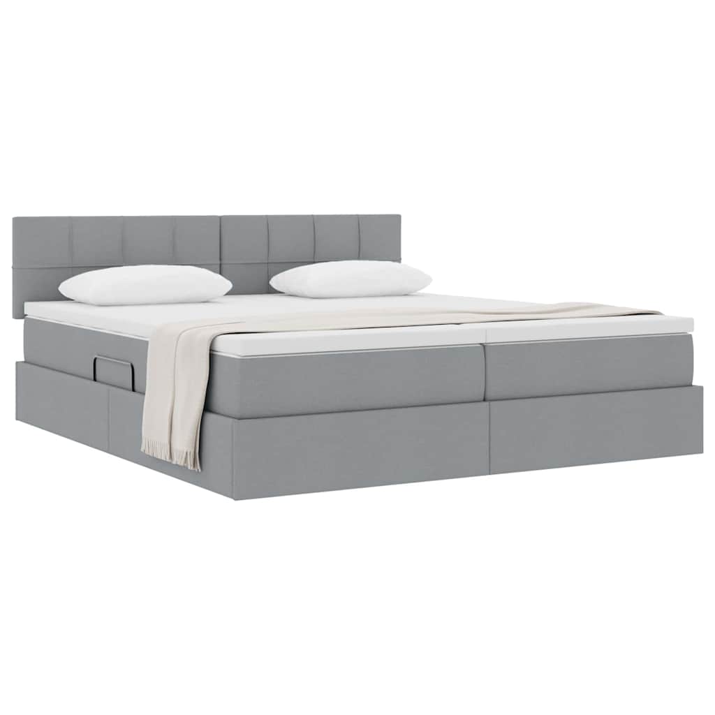 Krevet s od storage Svijetlo siva 180 x 200 cm Lažna koža
