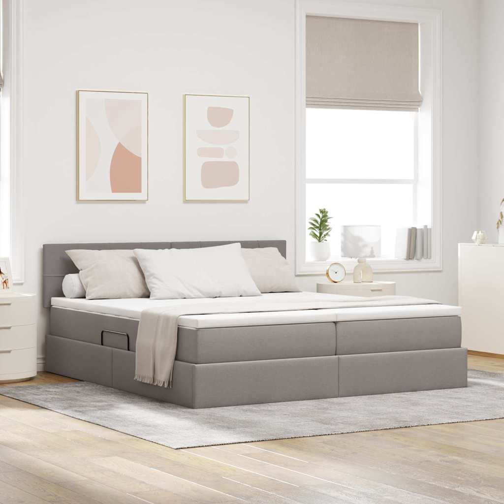 Krevet s od storage Sivo-smeđa 180 x 200 cm Lažna koža