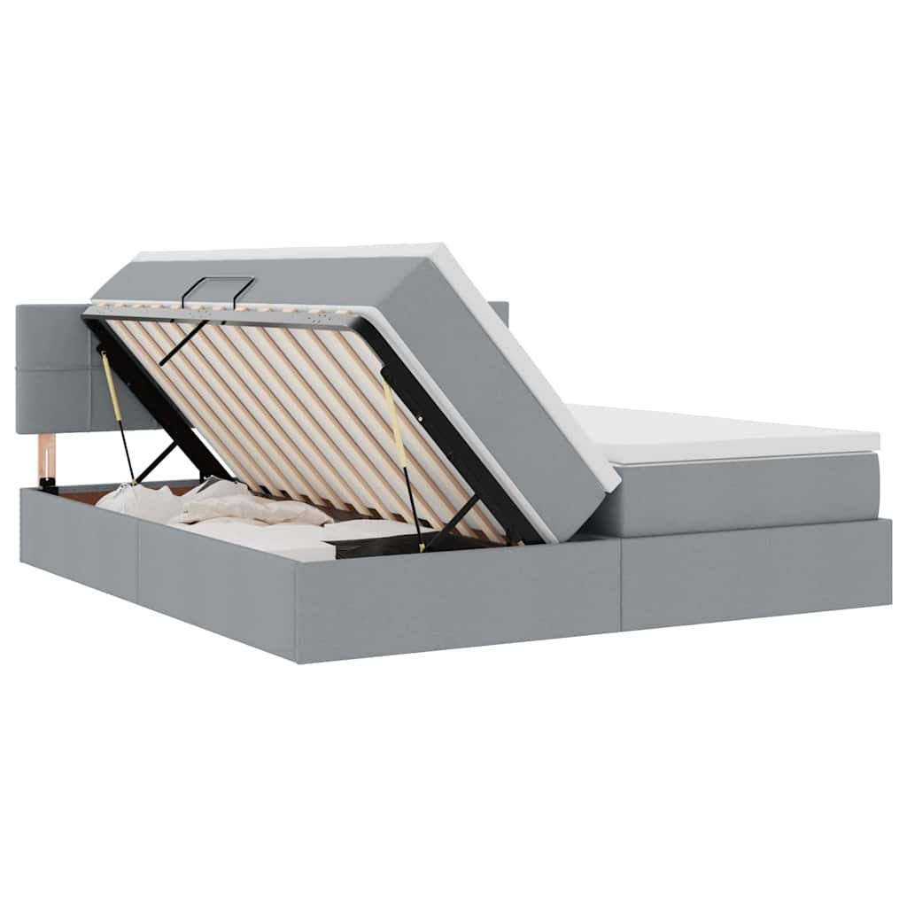 Krevet s od storage Svijetlo siva 200 x 200 cm Lažna koža