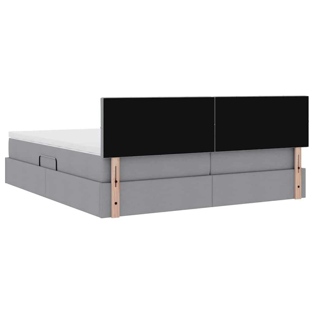 Krevet s od storage Svijetlo siva 200 x 200 cm Lažna koža
