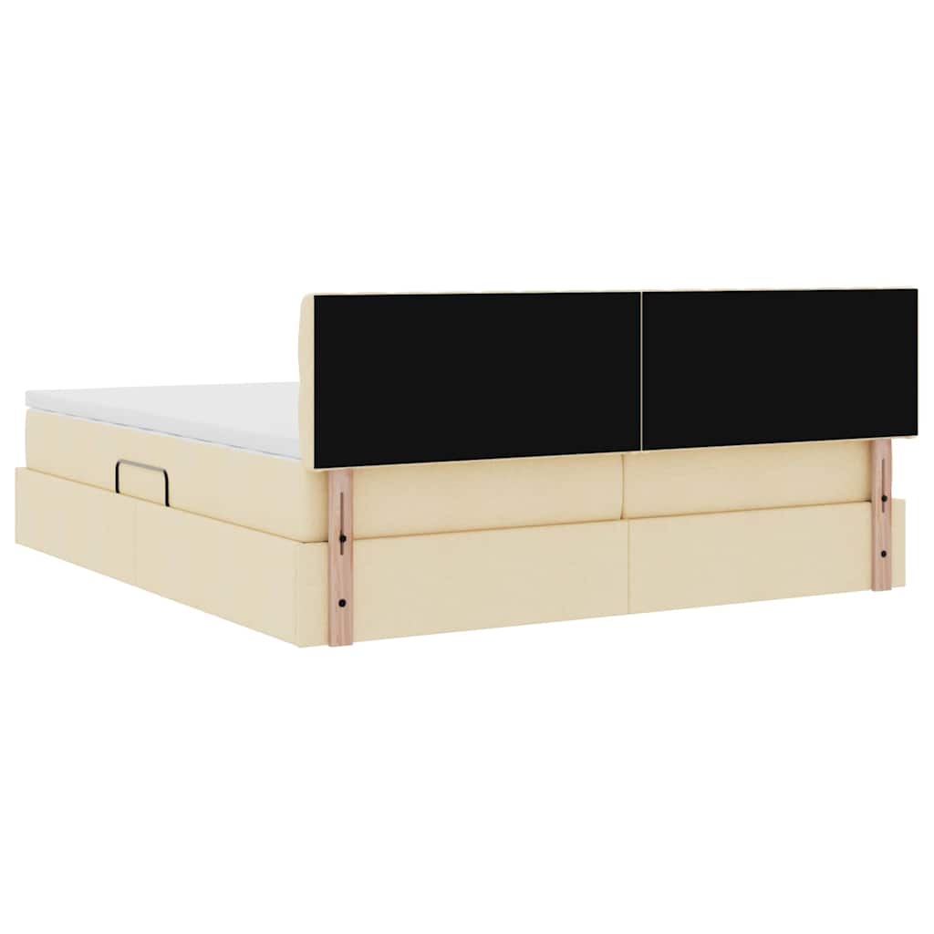 Krevet s od storage s madracem Krema 200 x 200 cm Lažna koža