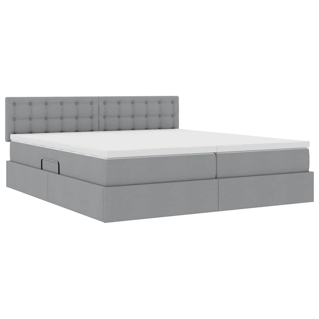 Krevet s od storage Svijetlo siva 180 x 200 cm Lažna koža