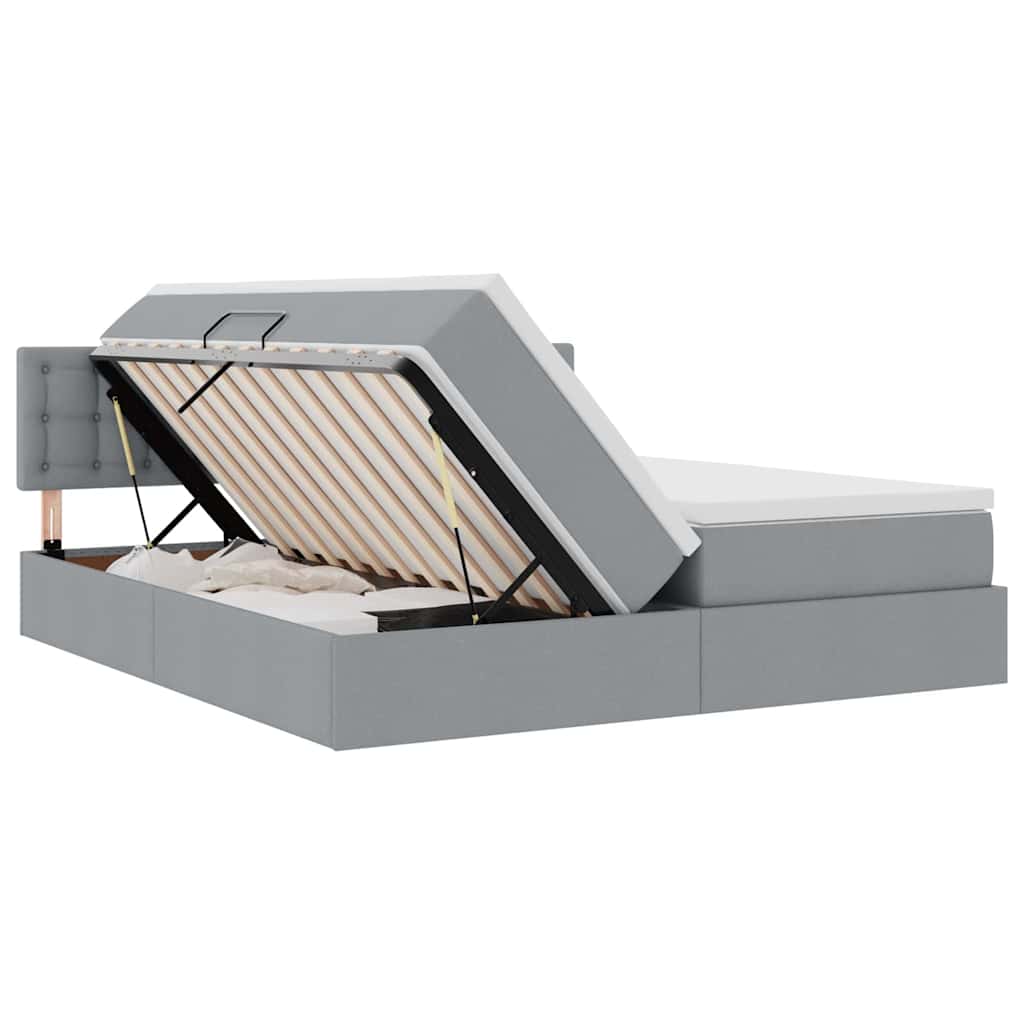 Krevet s od storage Svijetlo siva 200 x 200 cm Lažna koža