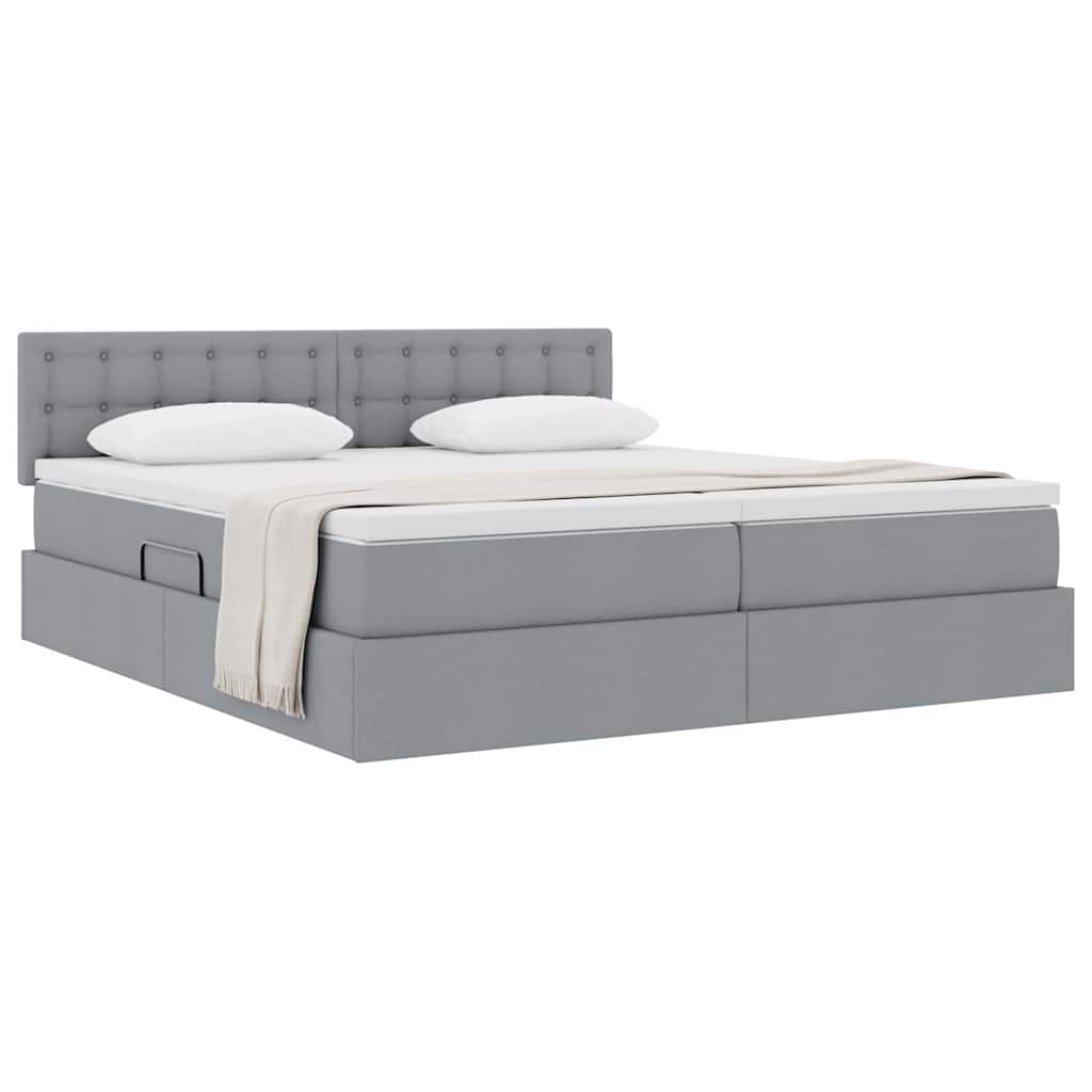 Krevet s od storage Svijetlo siva 200 x 200 cm Lažna koža