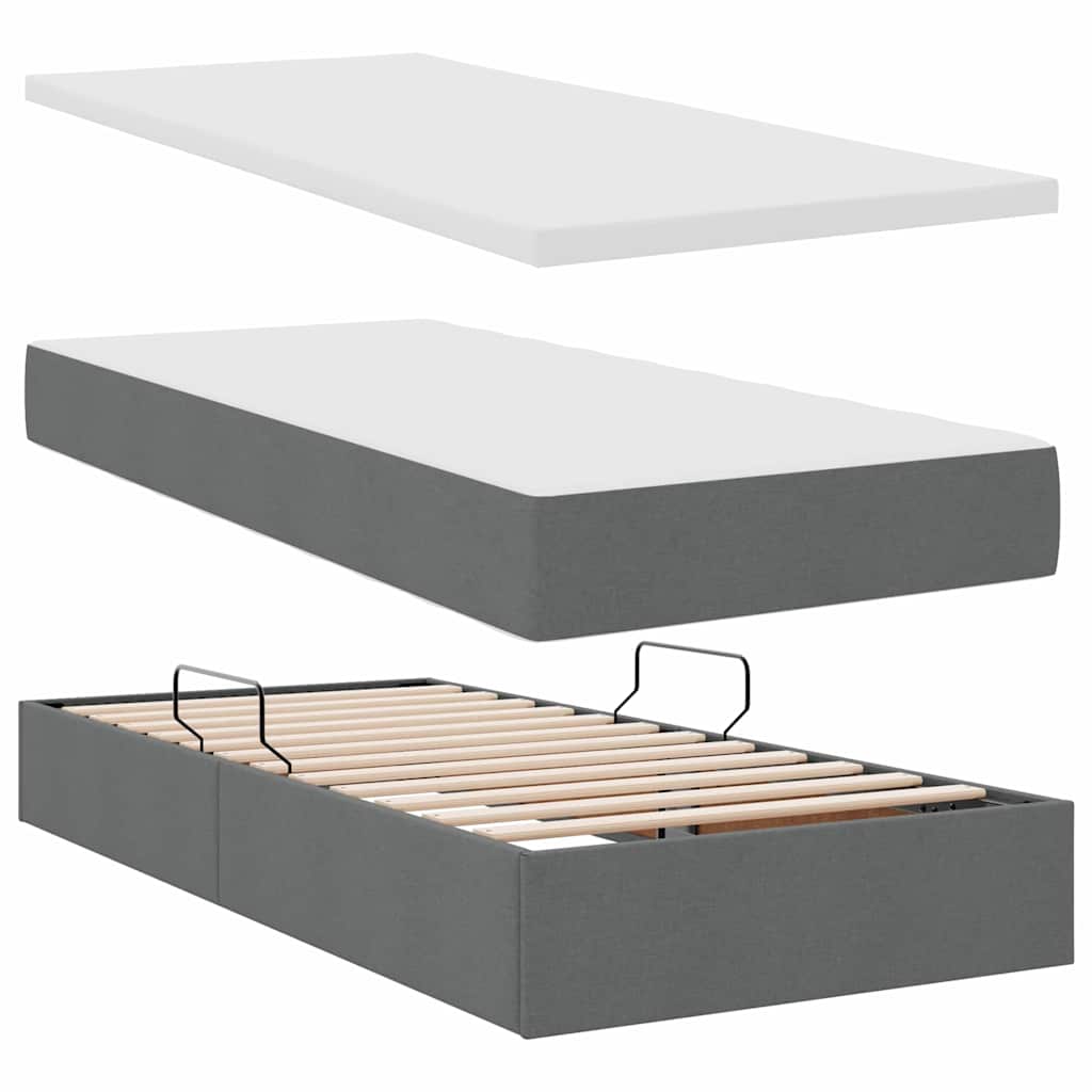 Krevet s od storage Tamno siva 200 x 200 cm Lažna koža