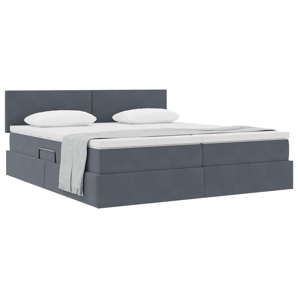 Krevet s od storage s uzglavljem Tamno siva 90 x 200 cm