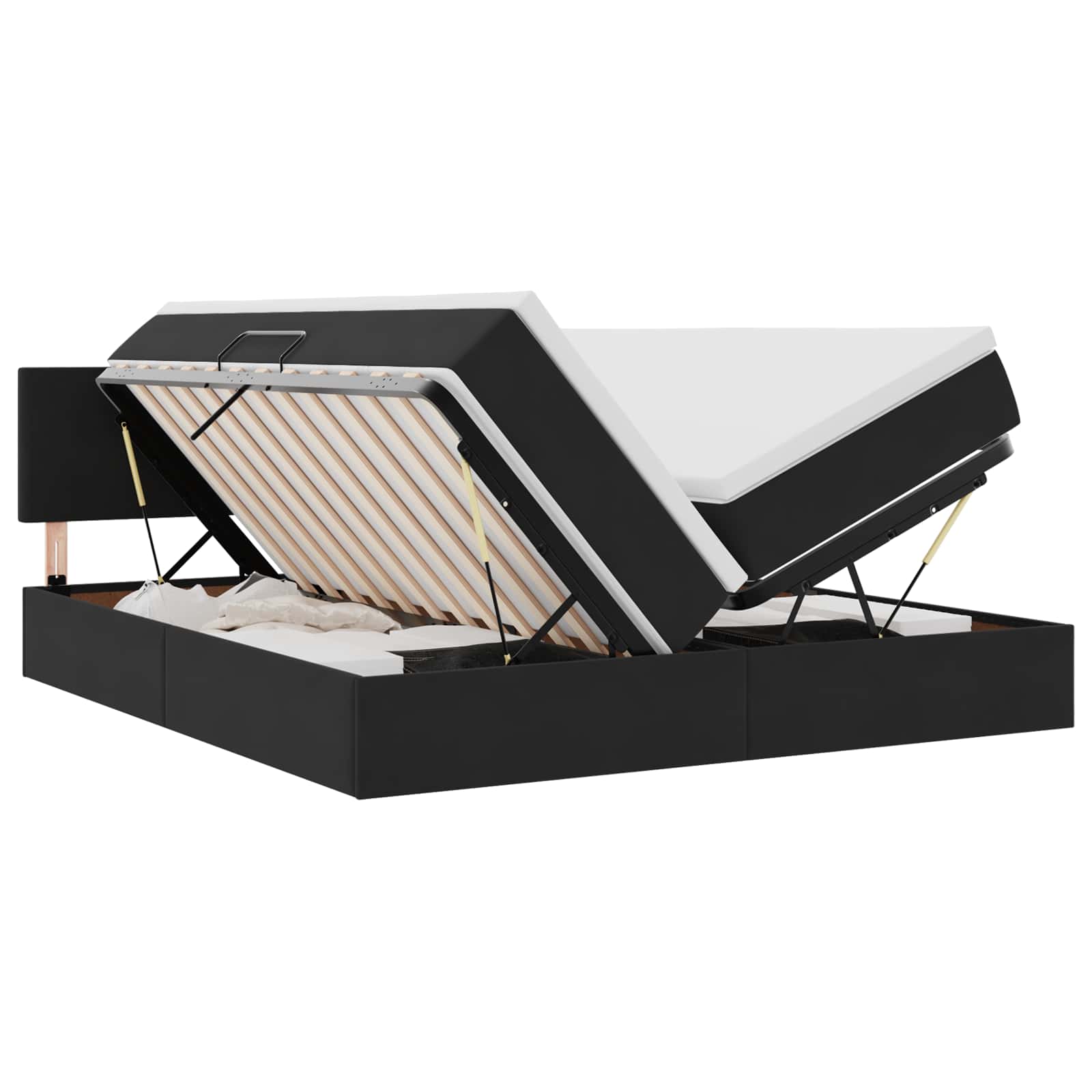 Krevet s od storage s uzglavljem s pohranom Crna 90 x 200 cm