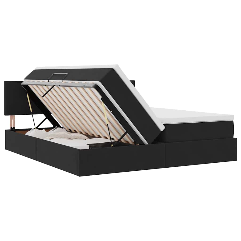 Krevet s od storage s uzglavljem s pohranom Crna 90 x 200 cm