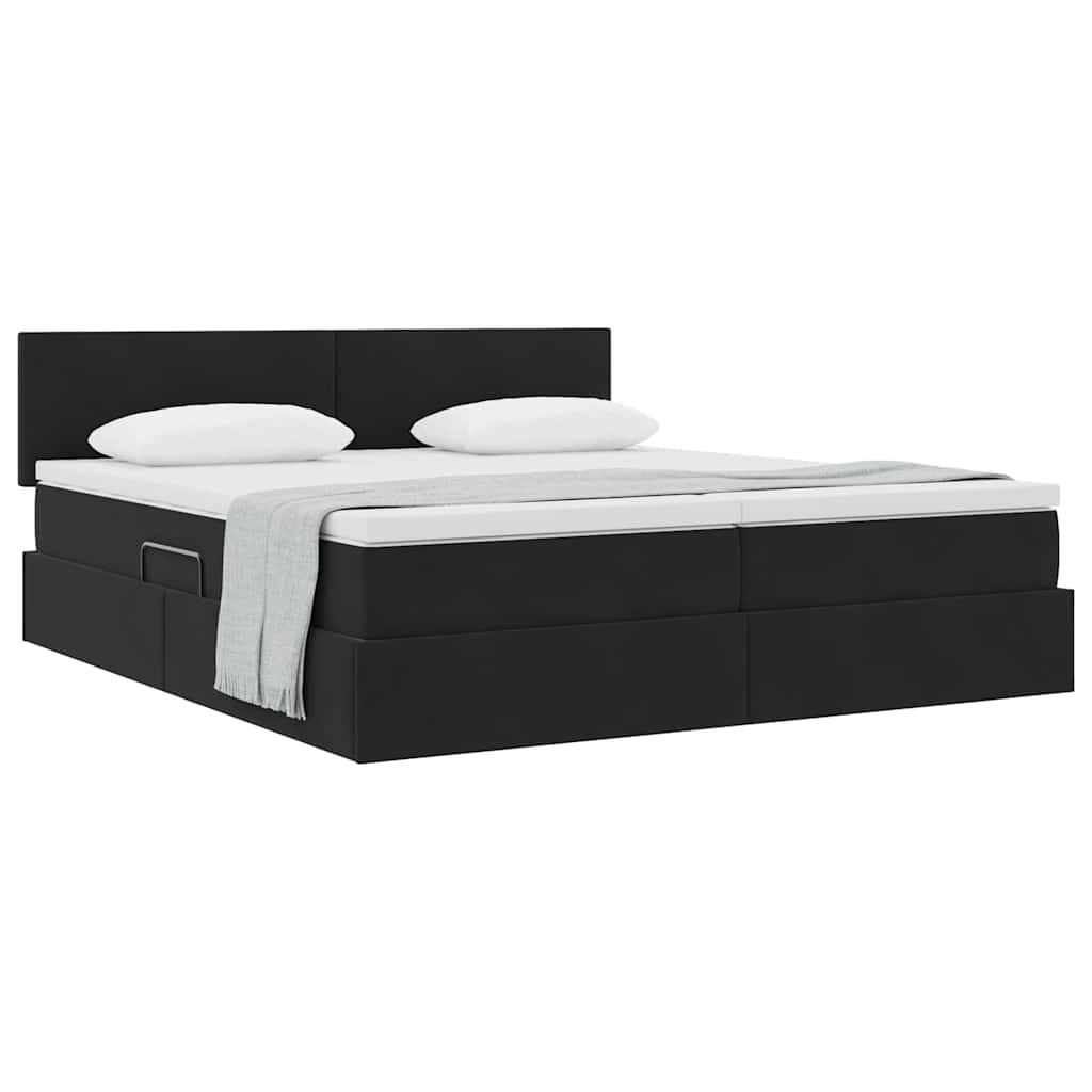 Krevet s od storage s uzglavljem s pohranom Crna 90 x 200 cm