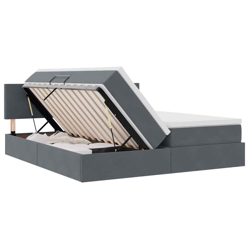 Krevet s od storage s madracem Tamno siva 100 x 200 cm