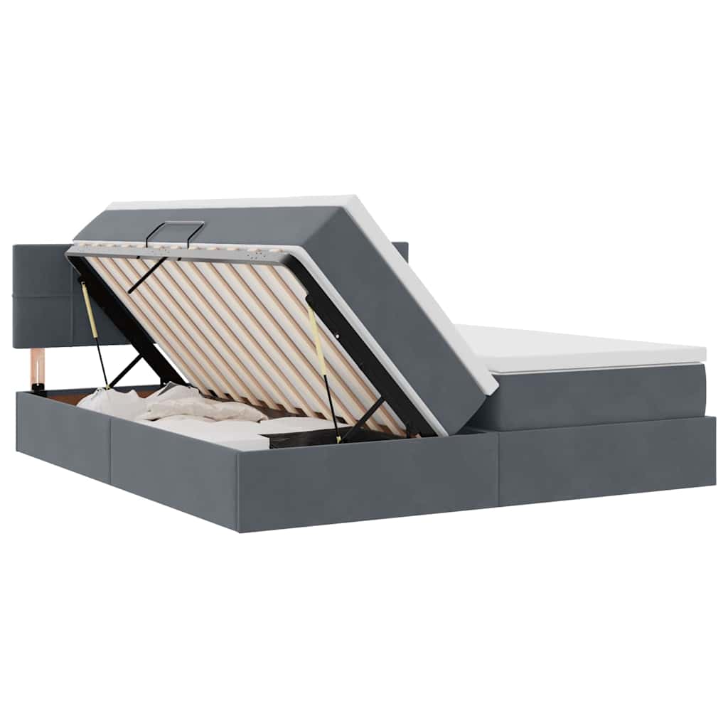 Krevet s od storage s madracem Tamno siva 90 x 200 cm