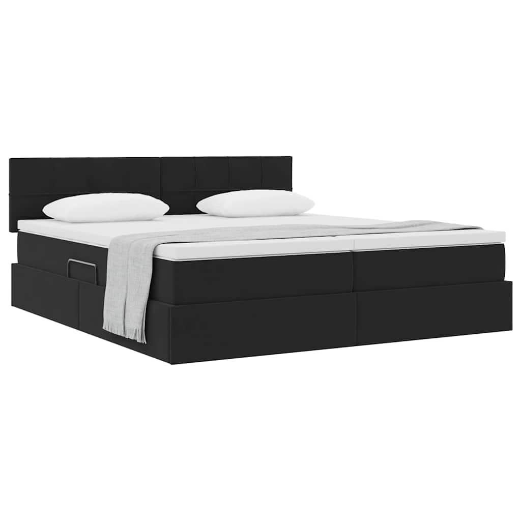 Krevet s od storage s madracem s uzglavljem Crna 90 x 200 cm