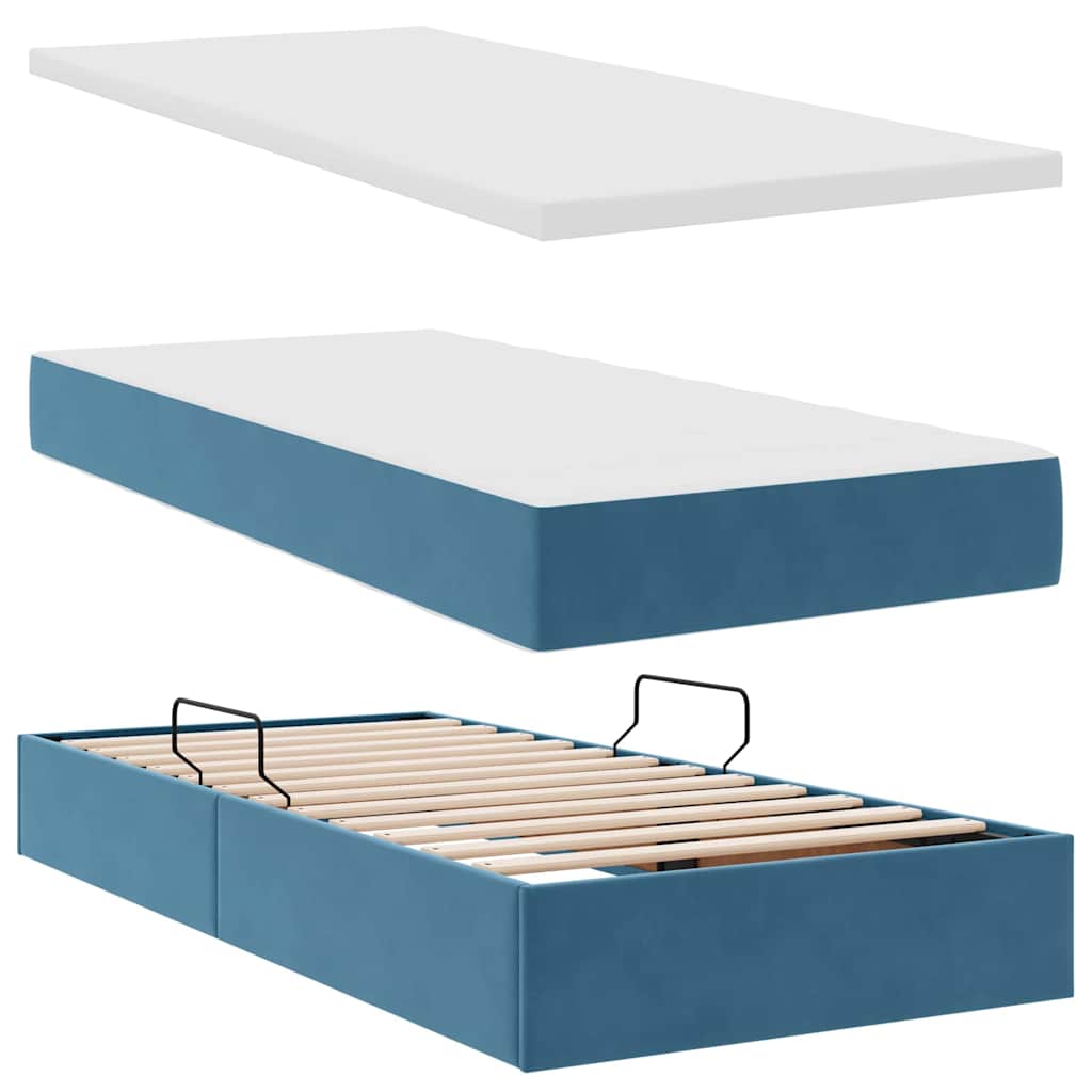 Krevet s od storage s madracem Tamno plava 90 x 200 cm