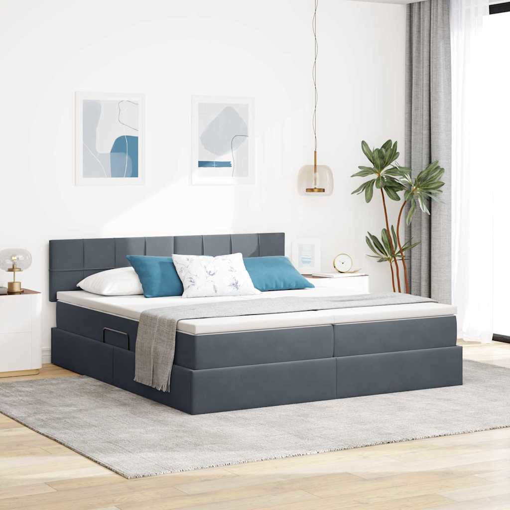 Krevet s od storage s madracem Tamno siva 100 x 200 cm