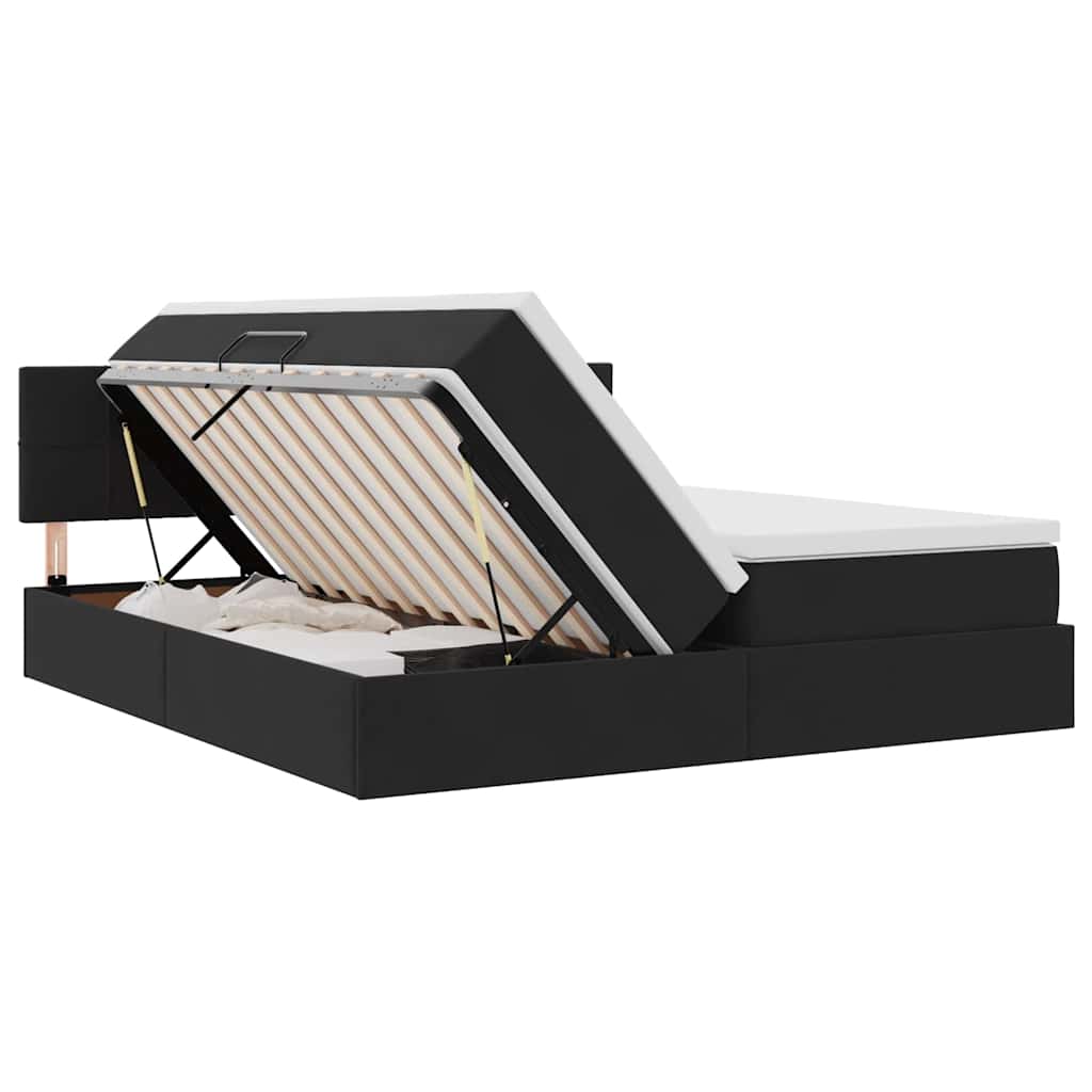 Krevet s od storage s madracem s uzglavljem Crna 100 x 200 cm