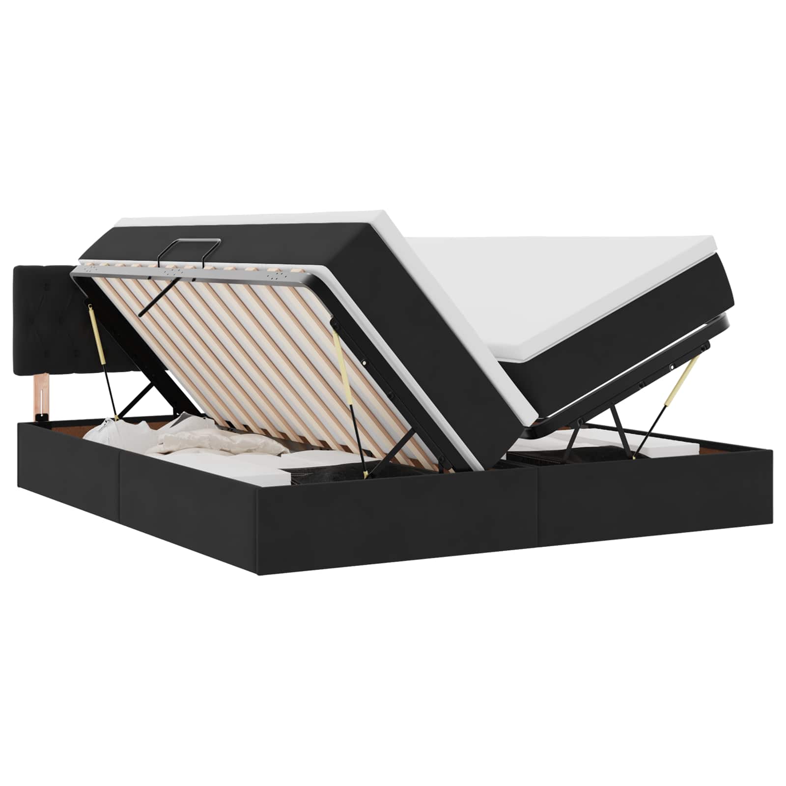 Krevet s od storage s madracem s uzglavljem Crna 90 x 200 cm