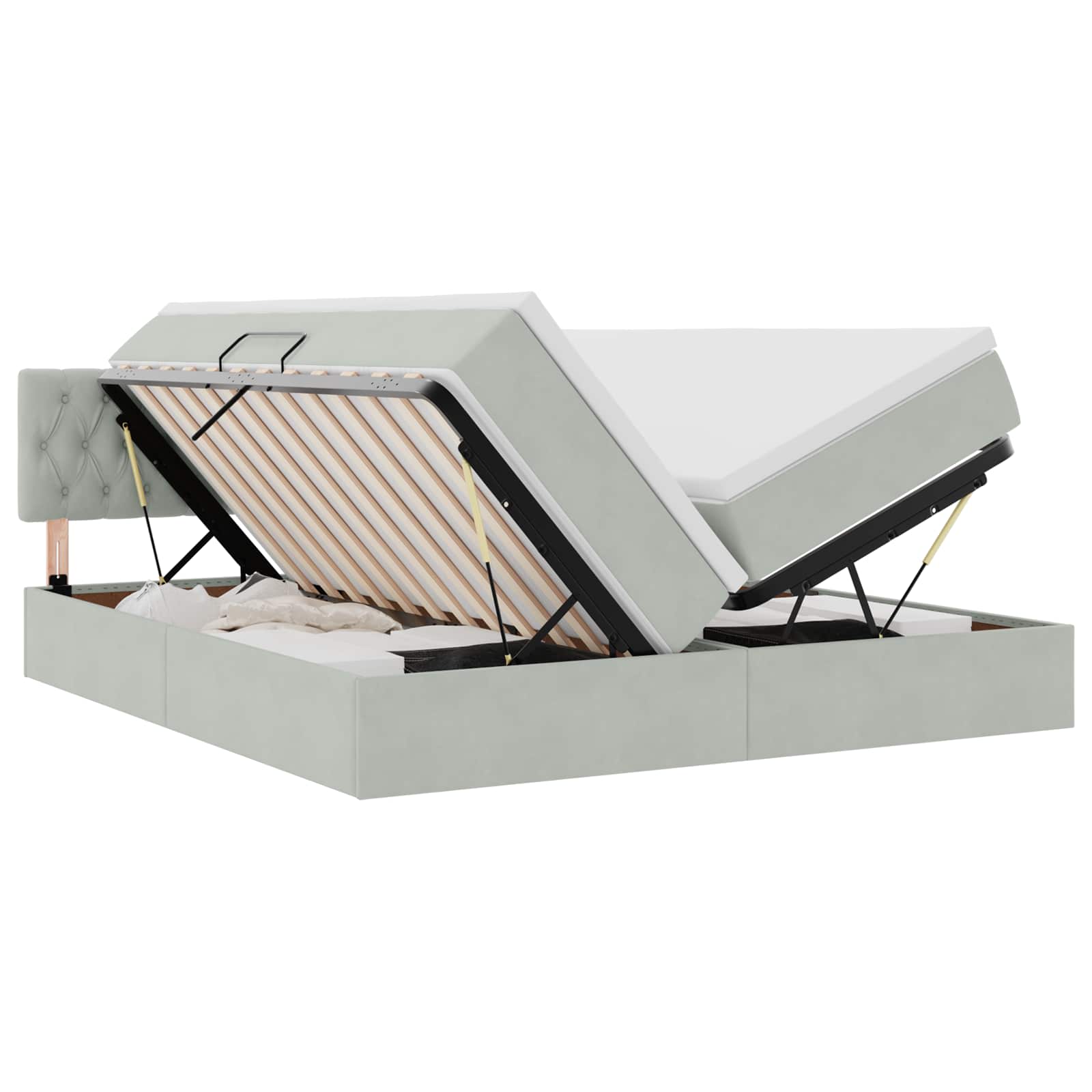 Krevet s od storage s madracem Svijetlo siva 100 x 200 cm