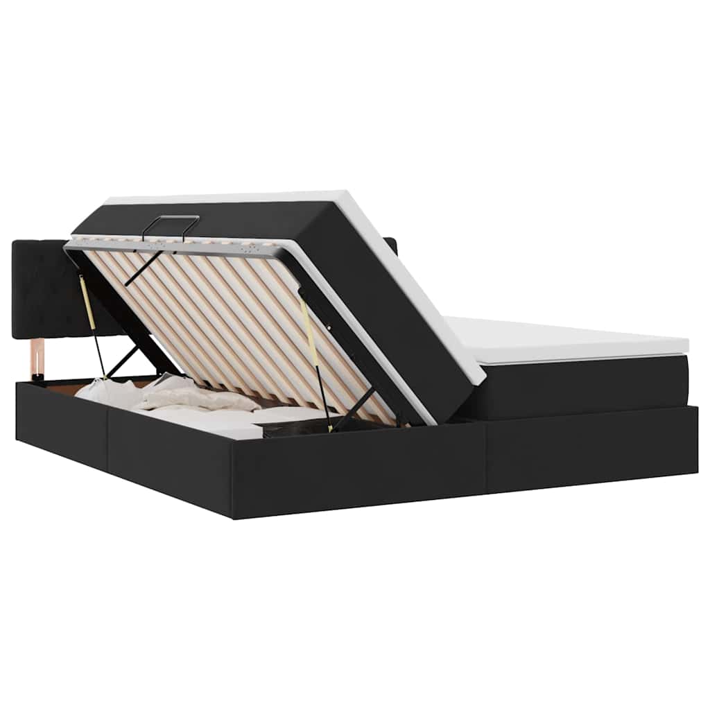 Krevet s od storage s madracem s uzglavljem Crna 100 x 200 cm