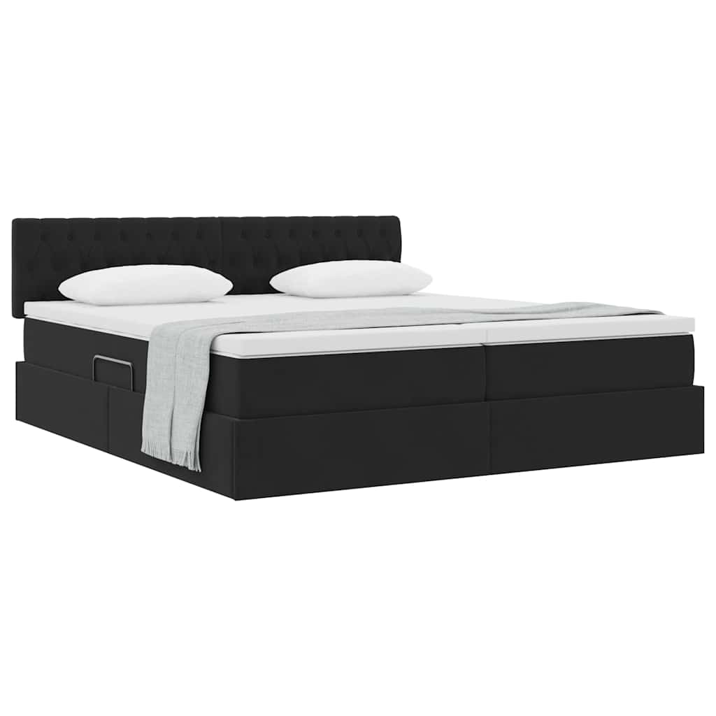 Krevet s od storage s madracem s uzglavljem Crna 100 x 200 cm