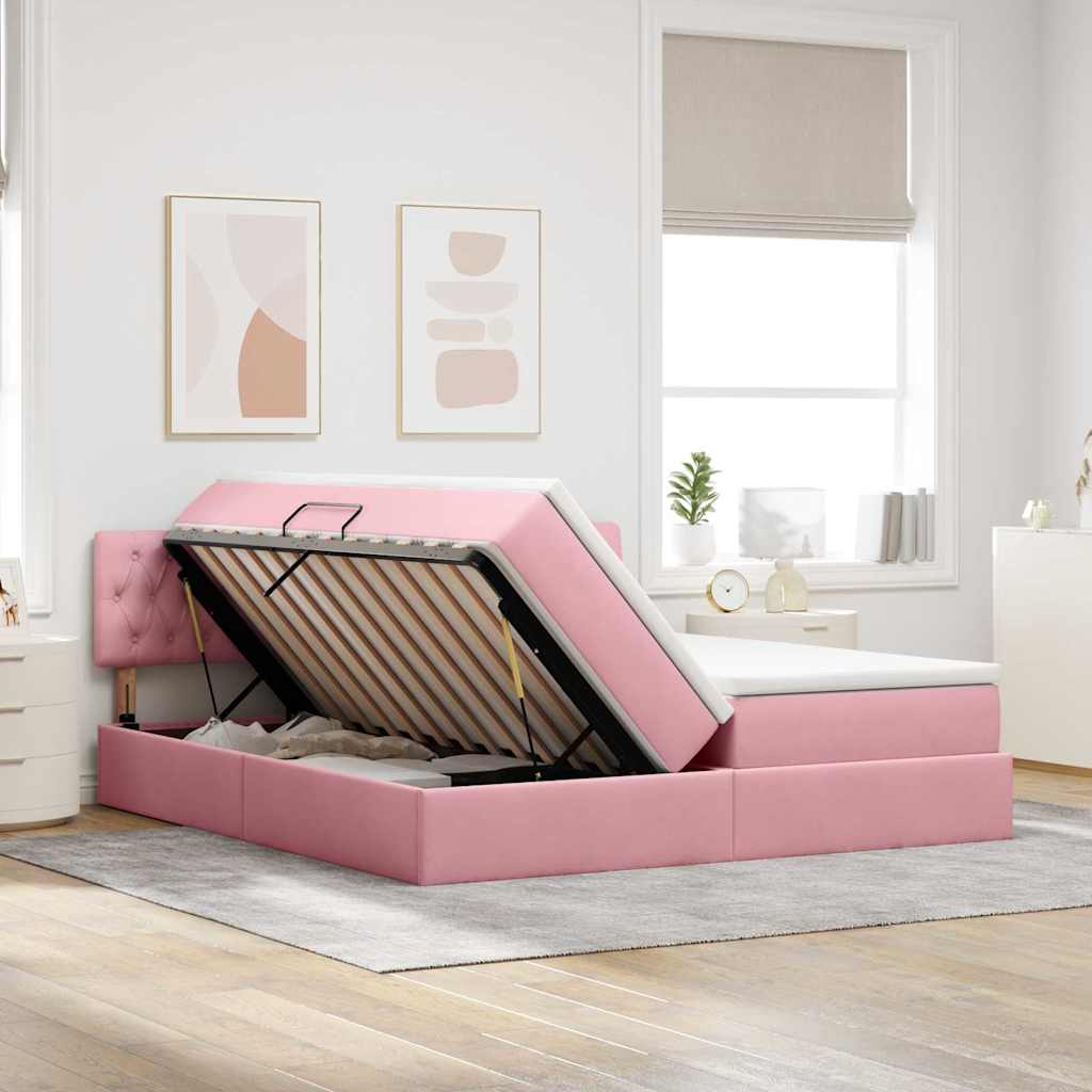 Krevet s od storage s madracem Ružičasta 100 x 200 cm