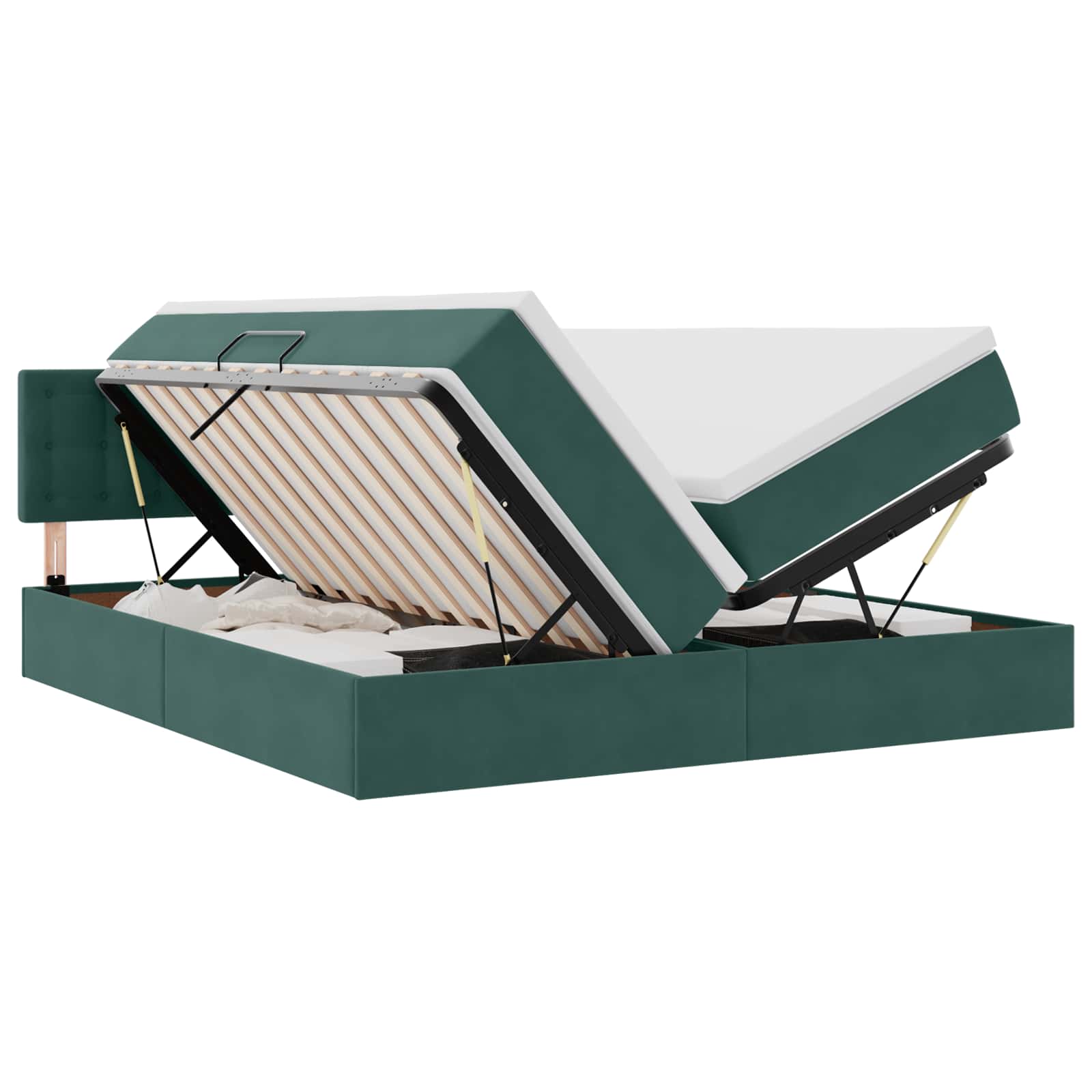 Krevet s od storage s madracem Tamnozelena 90 x 200 cm