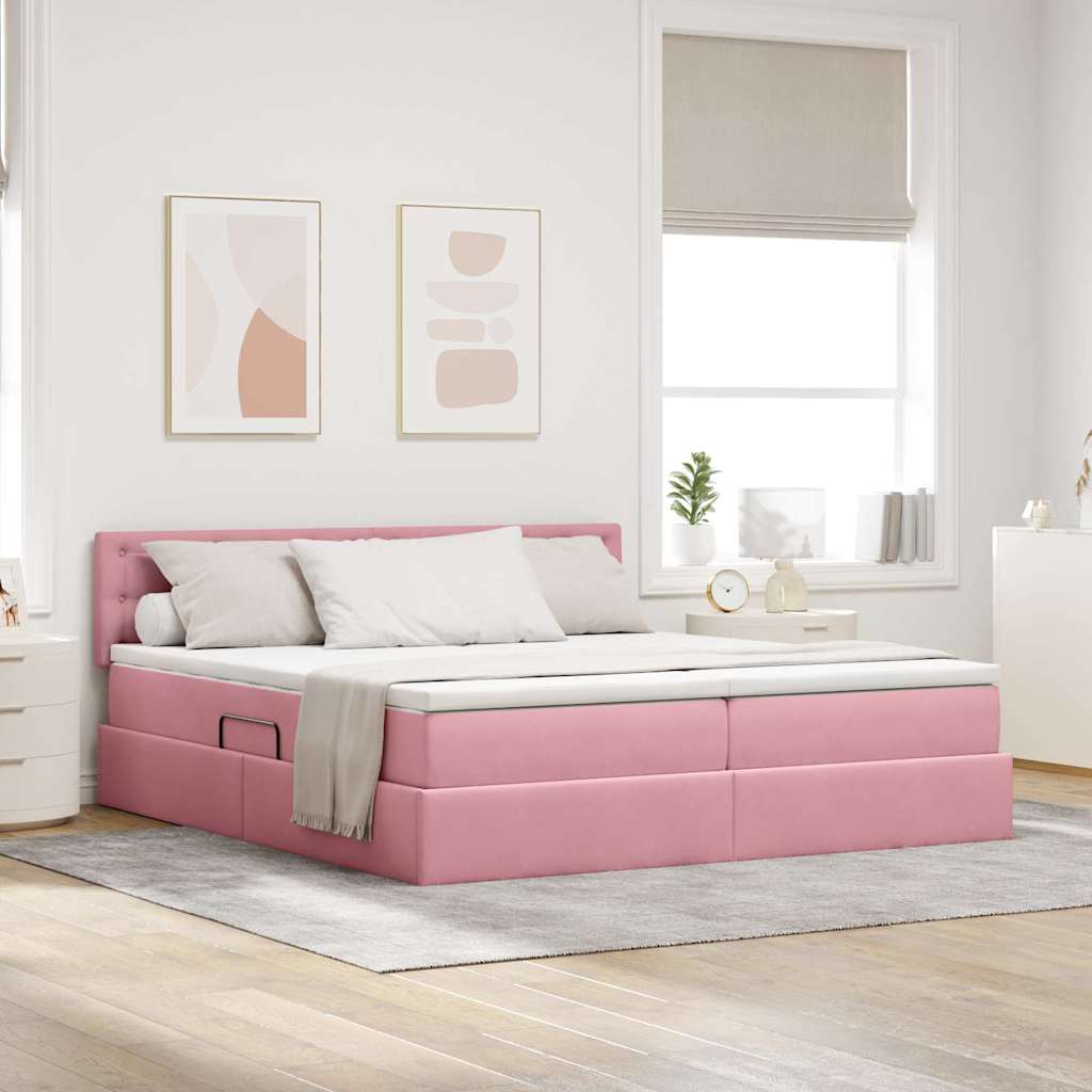 Krevet s od storage s madracem Ružičasta 100 x 200 cm