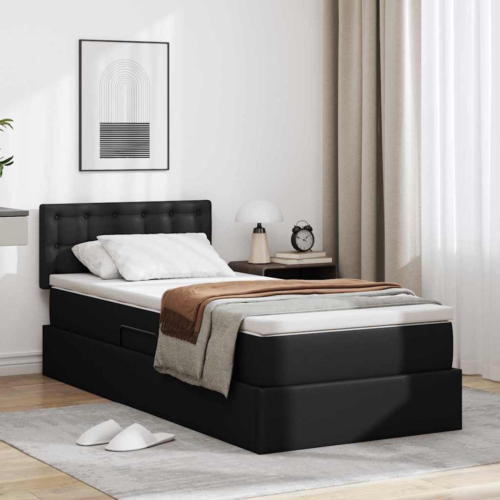 Krevet s prostorom za pohranu s LED-om Crna 90 x 190 cm