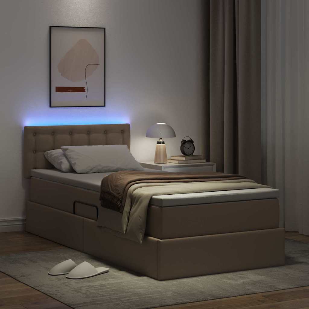 Krevet s prostorom za pohranu s LED-om Kapućino 90 x 190 cm