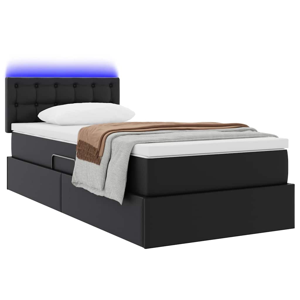 Krevet s prostorom za pohranu s LED-om Crna 90 x 200 cm
