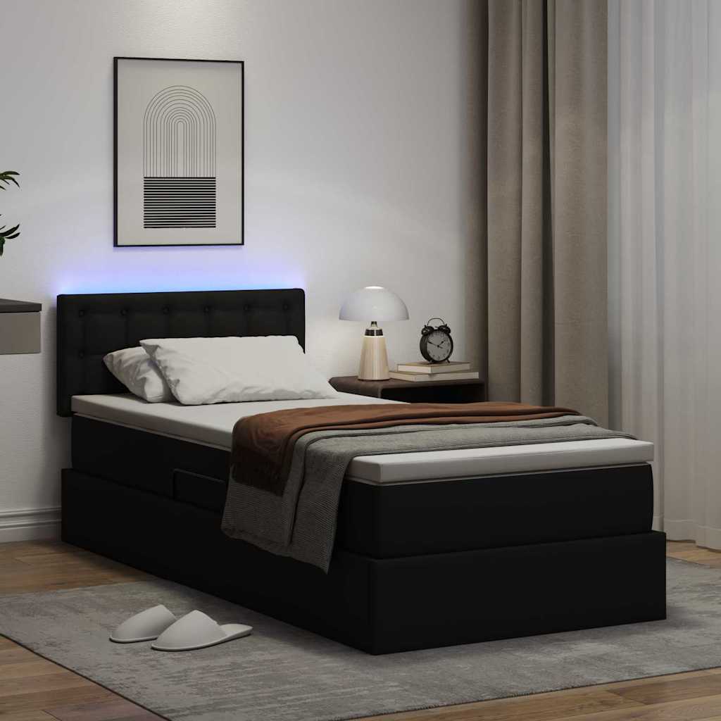 Krevet s prostorom za pohranu s LED-om Crna 100 x 200 cm