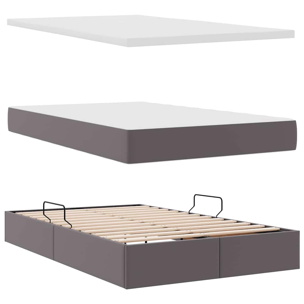 Krevet s prostorom za pohranu s LED-om Siva 120 x 200 cm