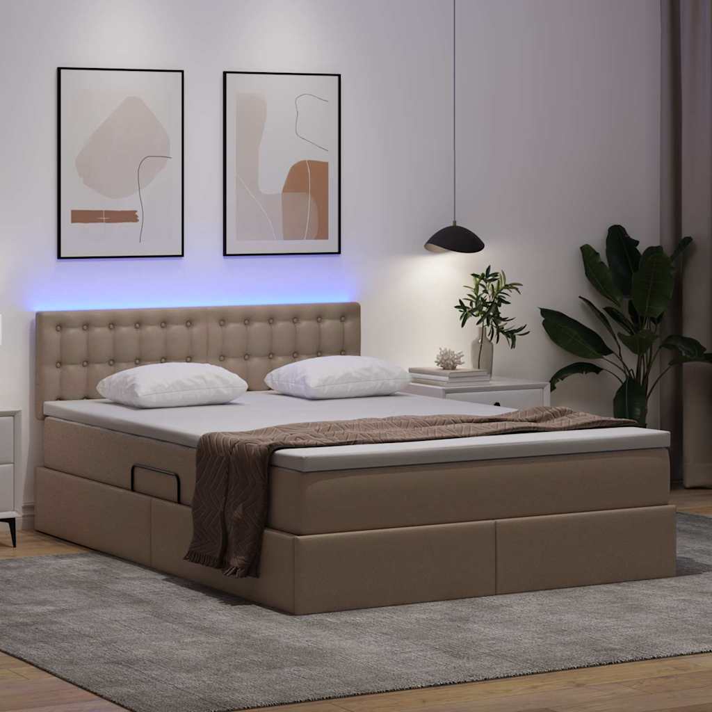 Krevet s prostorom za pohranu s LED-om Kapućino 140 x 190 cm