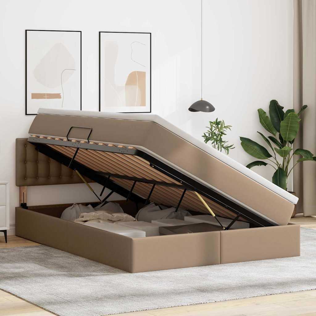 Krevet s prostorom za pohranu s LED-om Kapućino 140 x 190 cm