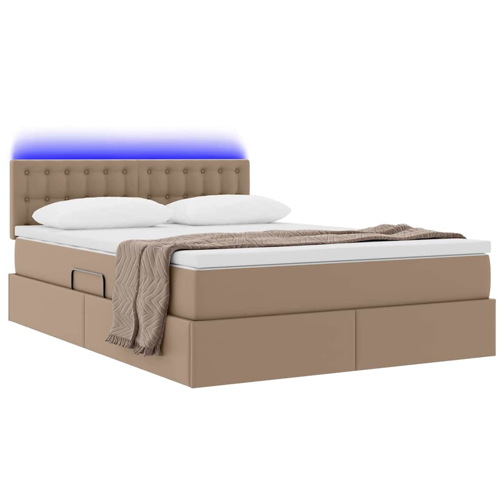Krevet s prostorom za pohranu s LED-om Kapućino 140 x 190 cm