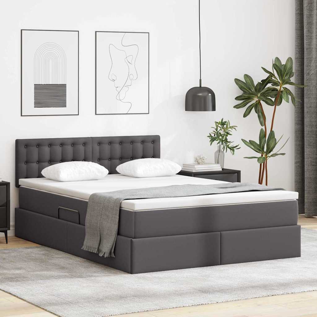 Krevet s prostorom za pohranu s LED-om Siva 140 x 200 cm