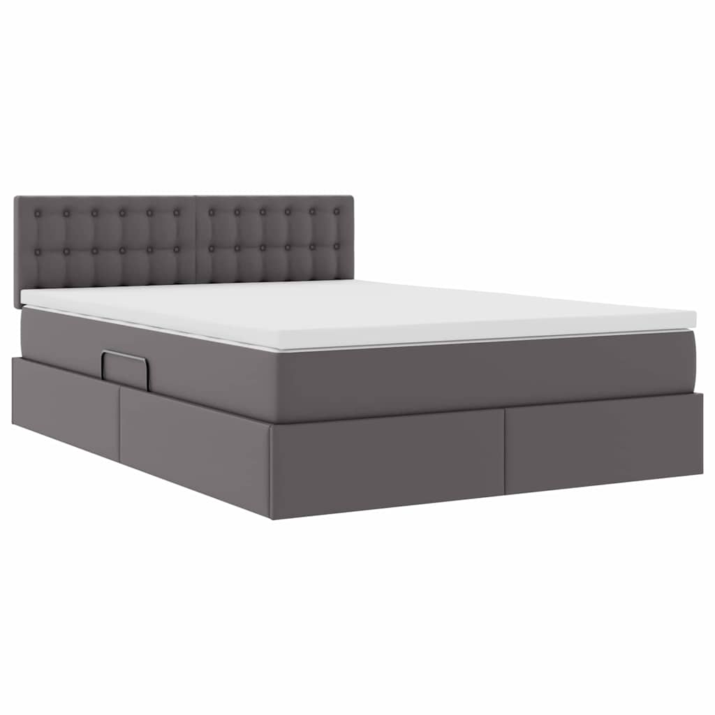 Krevet s prostorom za pohranu s LED-om Siva 140 x 200 cm