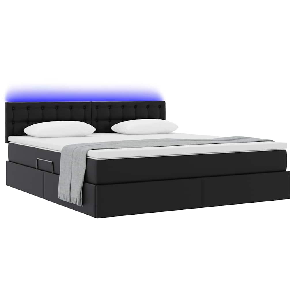 Krevet s prostorom za pohranu s LED-om Crna 160 x 200 cm