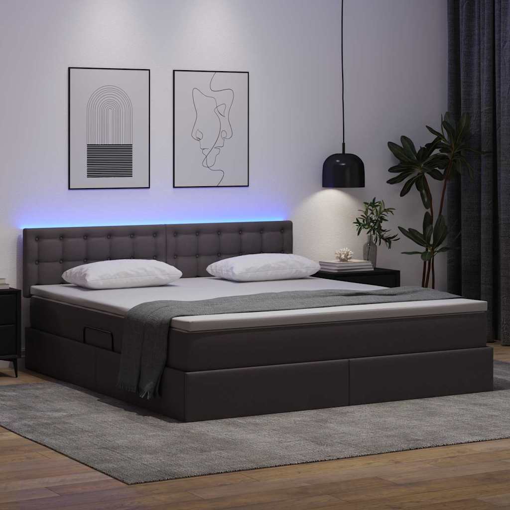 Krevet s prostorom za pohranu s LED-om Siva 160 x 200 cm